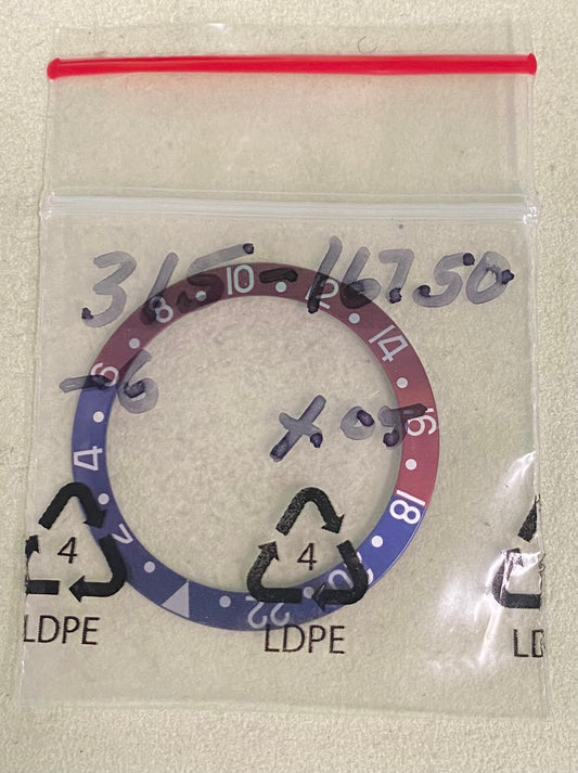 Rolex Blue/Red- Wht 24hr GMT Bezel Insert 315-16750-6
